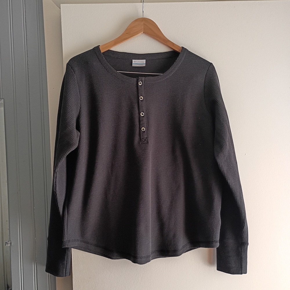 Columbia Women's Charcoal Long Sleeve Henley Shirt